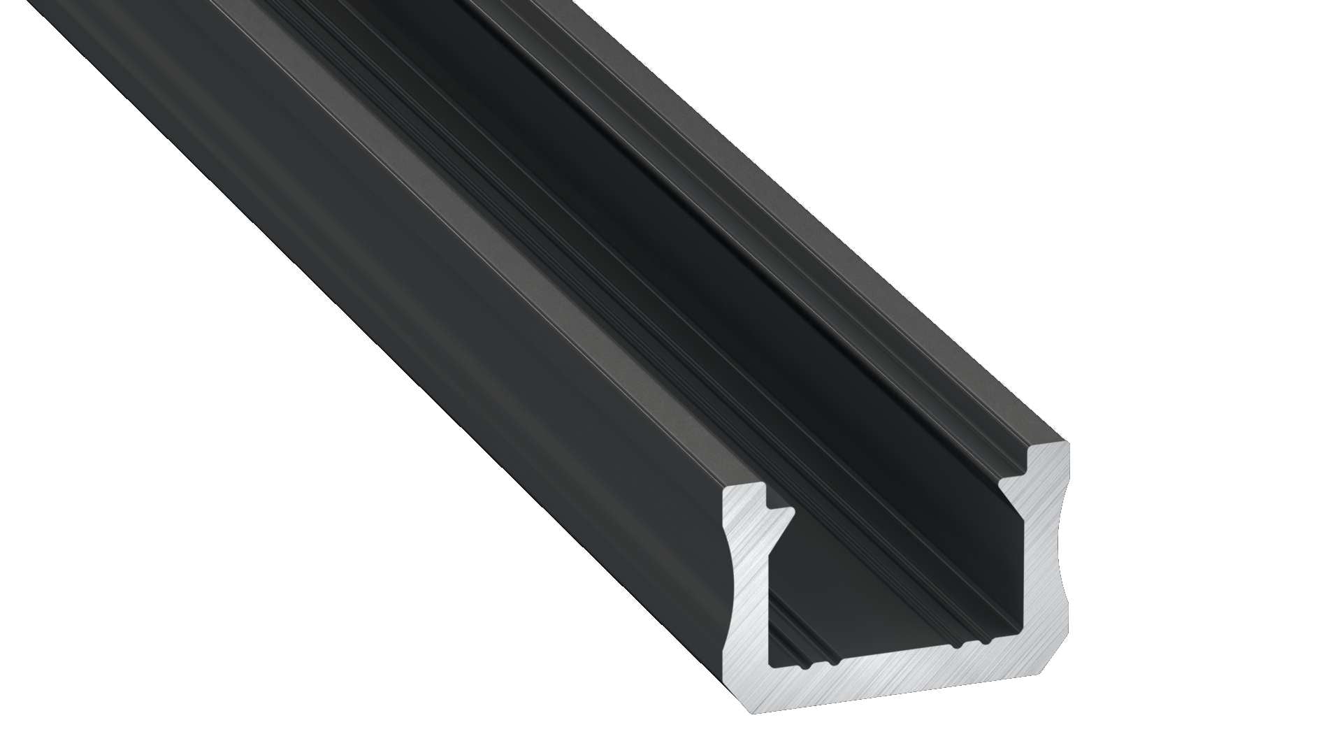 Alu. LED profil - Type X, Anodiseret sort (2,02m)