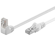 UTP netværkskabel - CAT5E, 2xRJ45, 1x90°, Hvid (1m)
