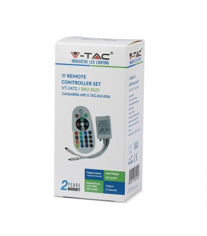 RGB kontroller med fjernbetjening - memory funktion, infrarød, 12V (72W), 24V (144W)