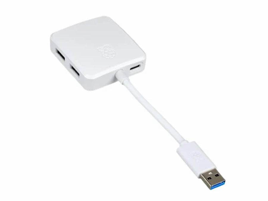 Raspberry Pi USB 3.0 hub - 4xUSB-A, 1xUSB-C, Hvid