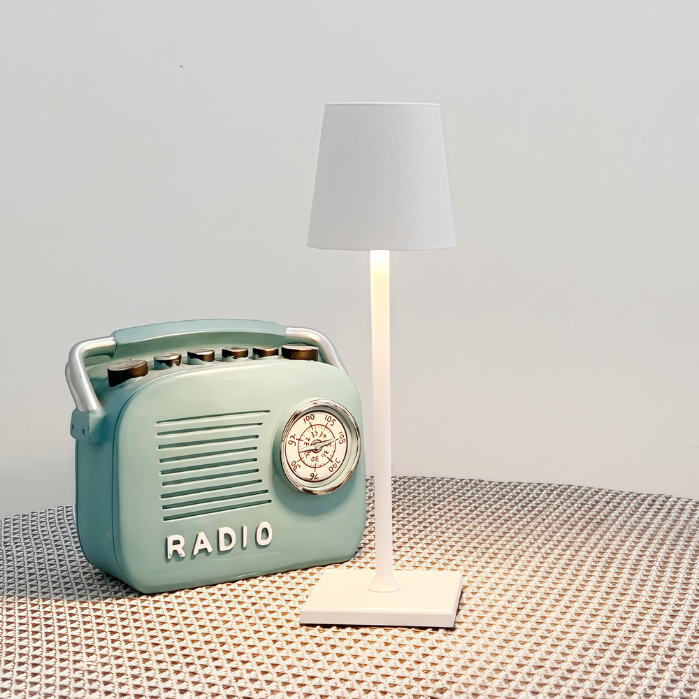 Opladelig LED mini bordlampe - Hvid, 24cm, touch dæmpbar, IP54