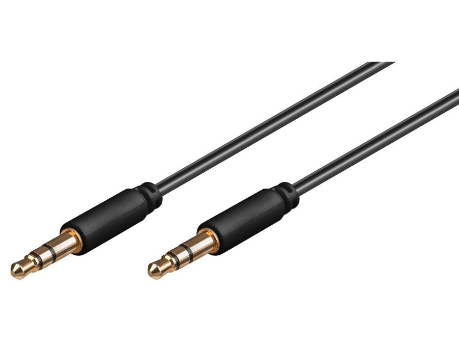 Audiokabel - 2 x 3,5mm stereo JACK han slim, Sort (1,5m)