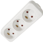 3-Stikdåse m/jord hvid ( Uden Ledning )