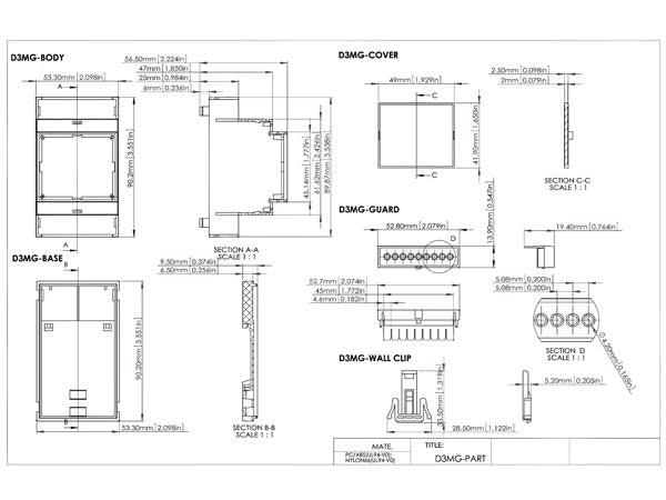 DIN-skinne Modulboks - 3 moduler
