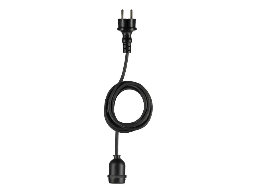 Udendørs E27 Pendel m. stikprop - Sort, IP44 (5m)