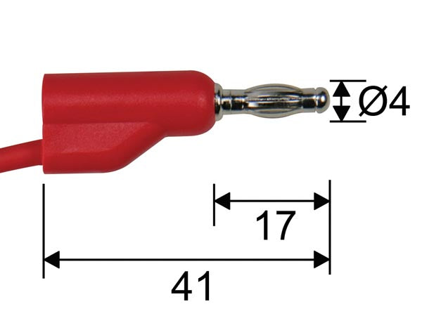 Testledningssæt - 4mm banan stabel, rød/sort, 6A (2 dele)