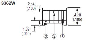 Single-turn trimmepotmeter - 7mm vert. 10kOhm, 0,5W (±10%)