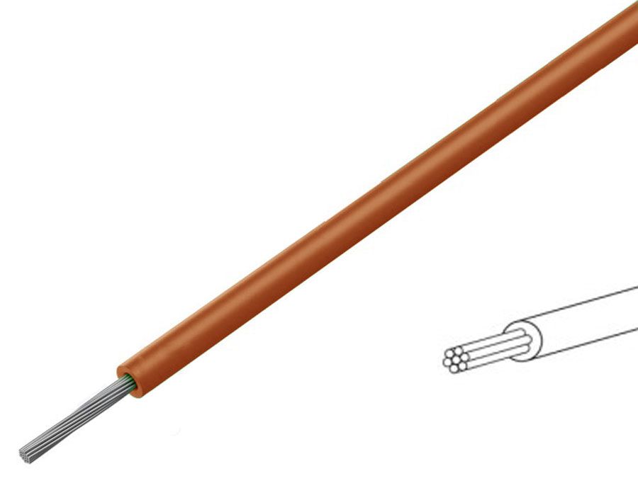 Monteringsledning - 0,5mm² trådet fortinnet CU, Brun (100m)