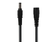 DC forlængerkabel - 5,5x2,1mm han/hun, 0,5mm², Sort (5m)