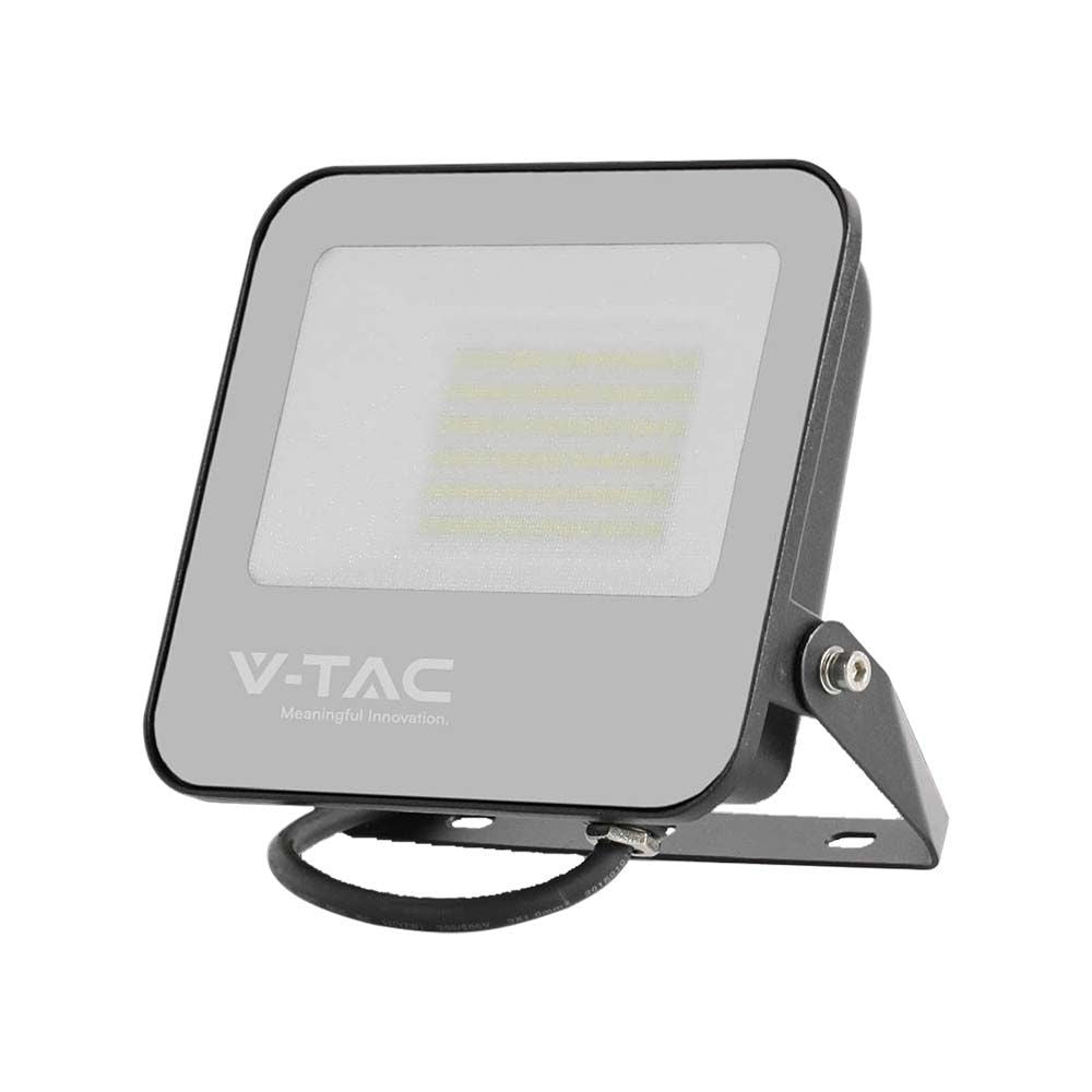 50W LED projektør med sort hus og gråt glas, 4000K, 9250lm, RA70, IP65, 5 års garanti - V-Tac Pro