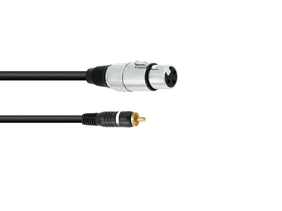 XLR adapterkabel - XLR hun til RCA(Phono) han, Sort (2m)