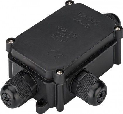 IP66 kabelsamledåse - Med 3 x PG9 forskruninger, Sort
