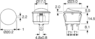 Vippekontakt - 1P OFF-ON, 10A/250V, Hvid (Ø20,2mm)