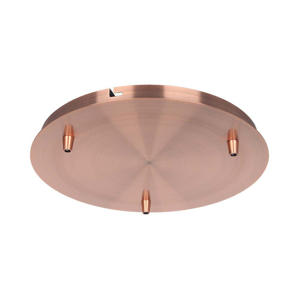 Ståltop med rød kobber finish og 3 huller - 300x25 mm