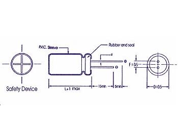 10uF / 100V Lodret elektrolyt, Ø6,3x11mm (105°C)