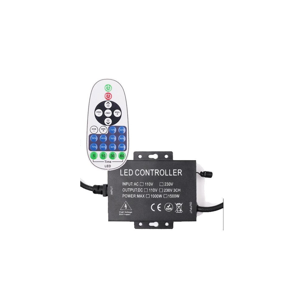 RF Trådløs Timer Dæmper til Neonflex 8x16 - Inkl. Fjernbetjening og Endeprop - IP67 - Maks. 100m - Memory Funktion