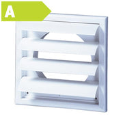 Lamelventil 188x188 mm Ø123 mm, hvid, type 71.5