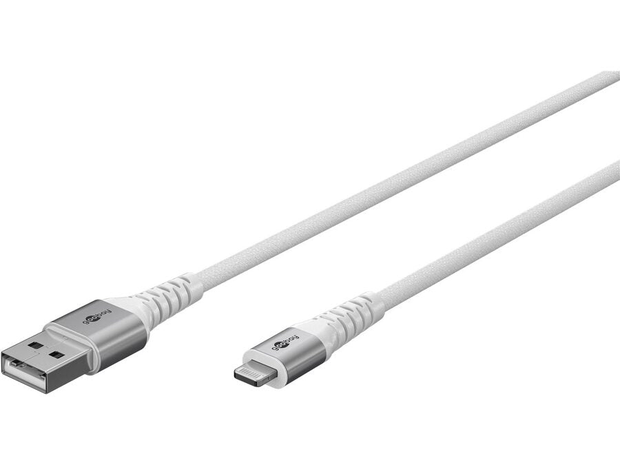 USB-A til Lightning Supersoft PD Tekstilkabel, 3A, Hvid (3m)
