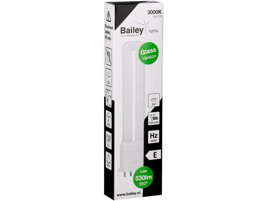 LED PL kompaktrør -  4.5W (9W), 2G7, AC (830)