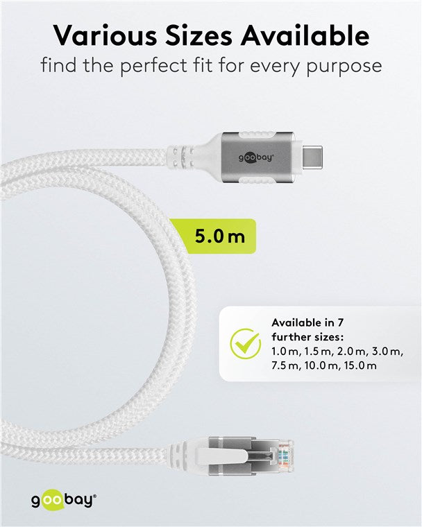 USB-C™ 3.1 til RJ45 netværkskabel, Hvid (1m)