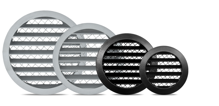 Rund Aluminium væg-ventilationsrist - Ø315mm