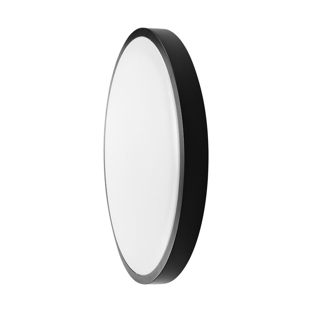 24W LED kuppellys med sensor og Samsung Chip i sort ramme, 4000K, rund design og IP44 beskyttelse