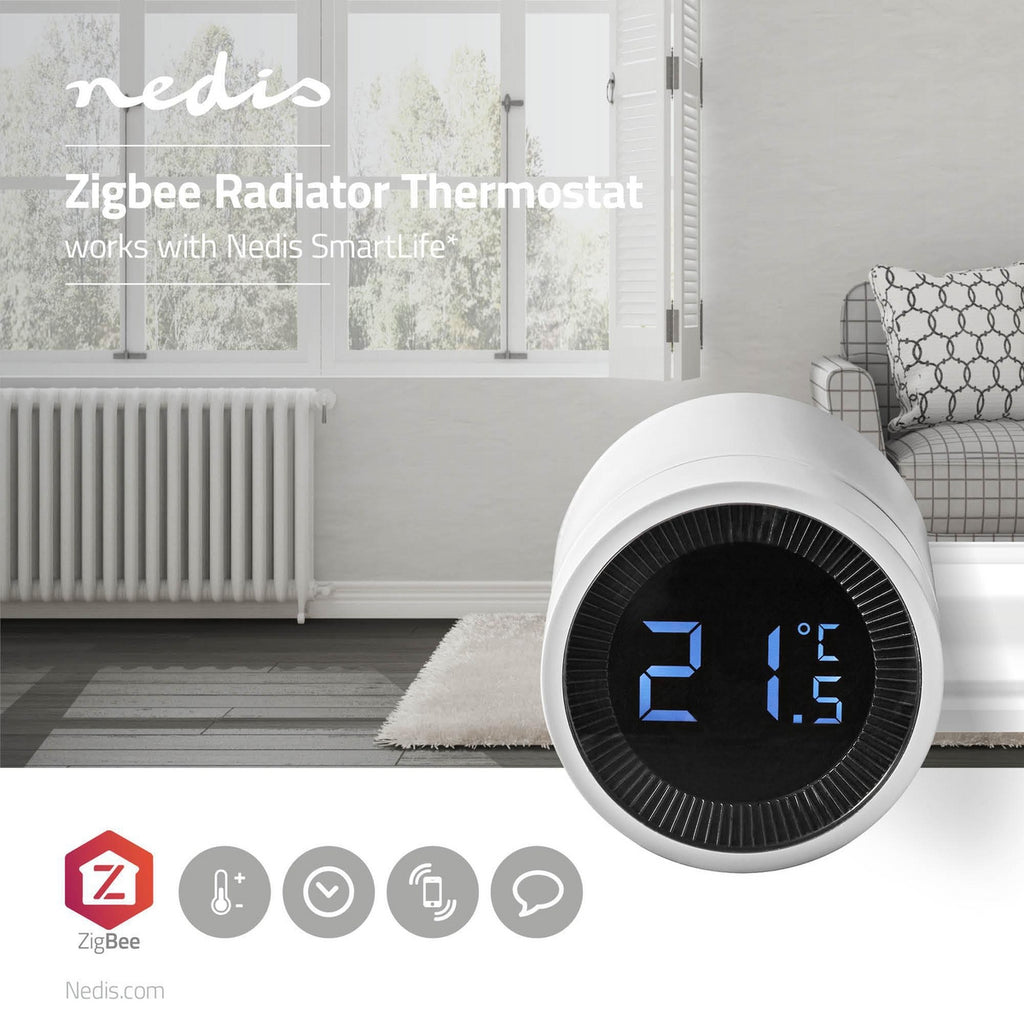 ZigBee Trådløs radiatortermostat - LCD, Hvid