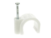 Kabelsøm-clips - Rund Ø6mm, Hvid (100 stk. box)