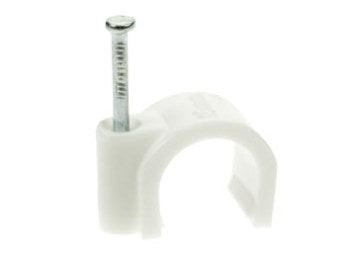Kabelsøm-clips - Rund Ø6mm, Hvid (100 stk. box)