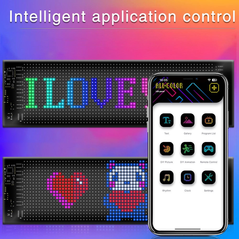 Pixel matrix panel 32x128 med Bluetooth og 5V USB-tilslutning til lyskunst og kreative projekter