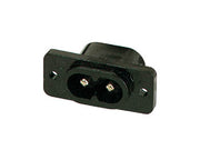 Apparatfatning - 2pol C8 han for flad C7 (8-tal) stik, Sort