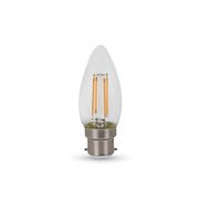 V-Tac 4W LED kertepære - Samsung LED chip, kultråd, B22, 40W erstatning, 230V, 400lm, RA80, 3 års producentgaranti