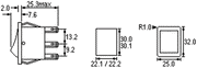 Vippekontakt - 2P OFF-(ON), 250V/16A, SORT