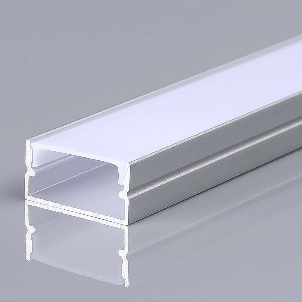 Monteringssæt til LED-strip - 2000x20x10mm, Sølvhus, Diffuser
