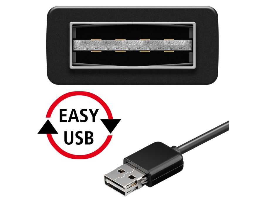 USB 2.0 forlængerkabel - A han til A hun, Sort (0,3m)