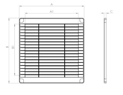 Ventilationsrist til skruemontage - 200x200x7mm, Hvid