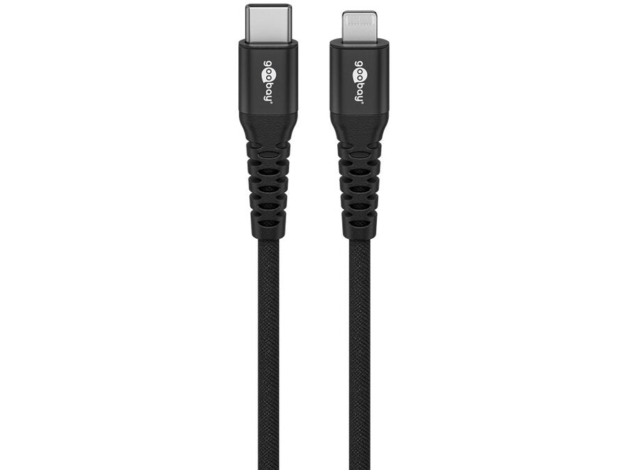 USB-C til Lightning Supersoft PD Tekstilkabel, 3A, Sort (3m)