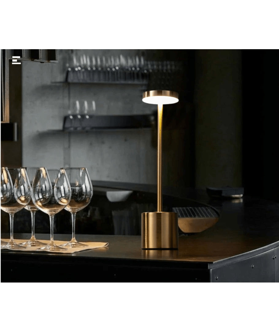 Opladelig LED bordlampe, Guld, touch dæmpbar