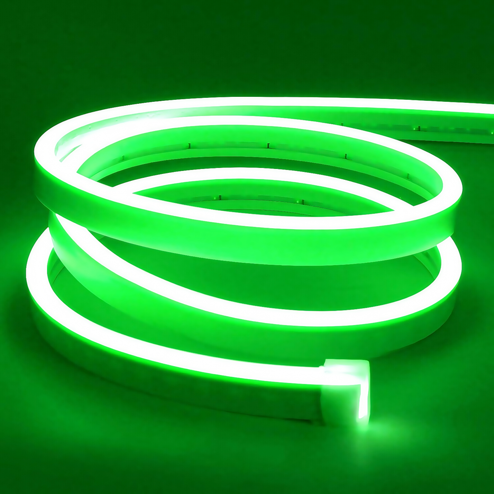 Grøn 8x16 CLIP-ON Neon Flex LED-strips - 8W pr. meter, IP67, 24V