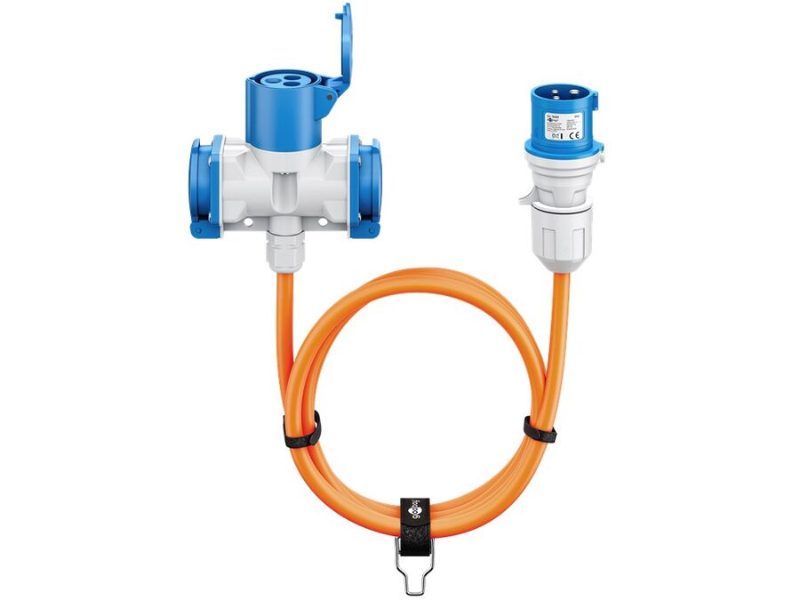 CEE adapterkabel - 3P han til 3P hun + 2 x Jord (5m)