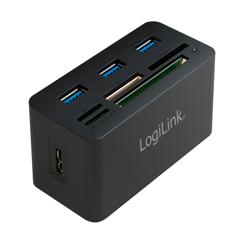 USB 3.0 hub med kortlæser - SD/microSD/M2/MS(Duo+Pro)/CF