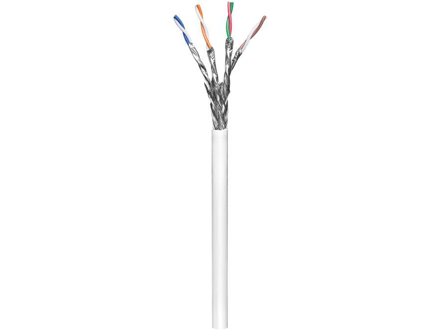 S/FTP netværkskabel - CAT6 PiMF massiv CCA, PVC Hvid (305m)