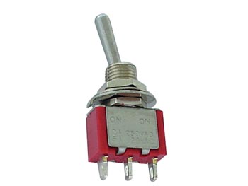 Vippekontakt - 1P (ON)-OFF-(ON), SP3T, kabinetmont. (Ø7mm)