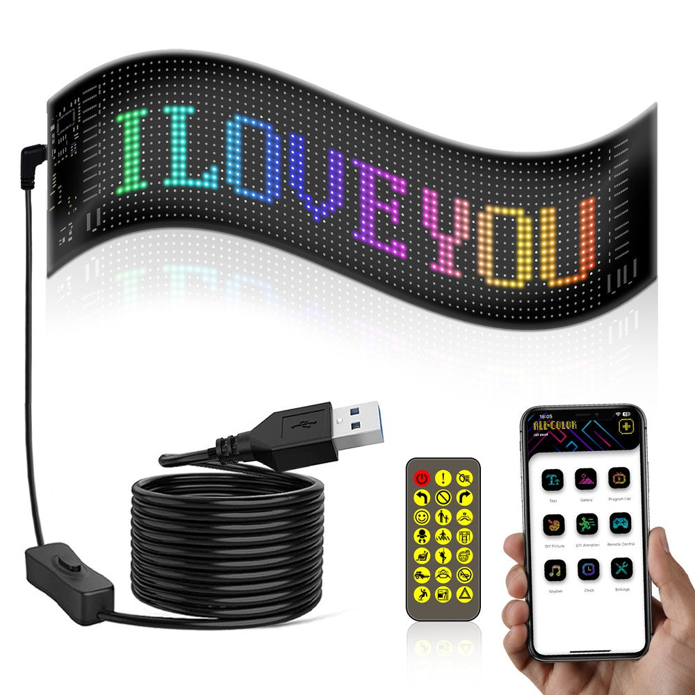 Pixel matrix panel 16x64 - Bluetooth, 5V USB Display til kreativ belysning og visning af billeder med praktisk 5V USB-input og Bluetooth-tilslutning
