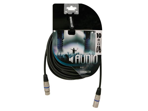 XLR kabel - 3P XLR han til 3P XLR hun, Sort (10m)
