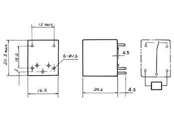 Miniature relæ - 6VDC / 15A, 1 x skifte (JZC-22F)