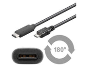 USB 2.0 kabel, USB-C han til Micro B han, Sort (1m)