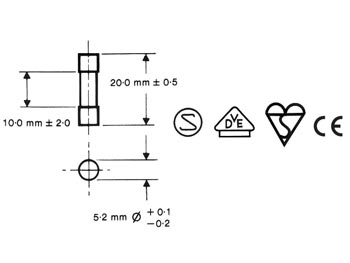 Sikring - Ø5x20mm, Flink, 0,08A (80mA)