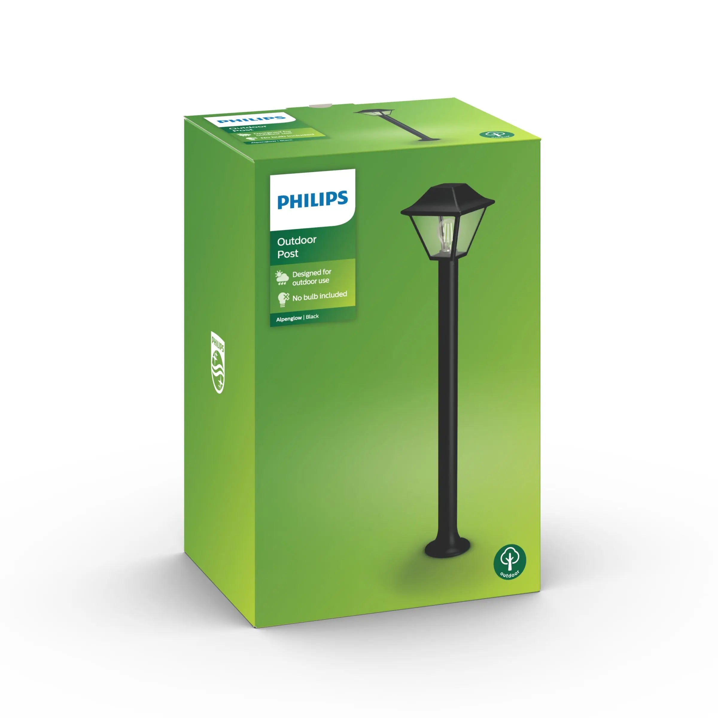 PHILIPS Alpenglow Søjlelampe E27 Max 60W IP44 Sort, uden pære