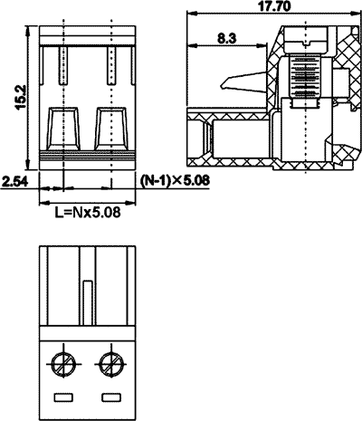 Indstik Skrueterminal - 4P hun, 5,08mm 300V/15A